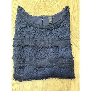 J Crew Women's Small Navy Blue Lace Tank Top Sleeveless Layered Blouse‎
